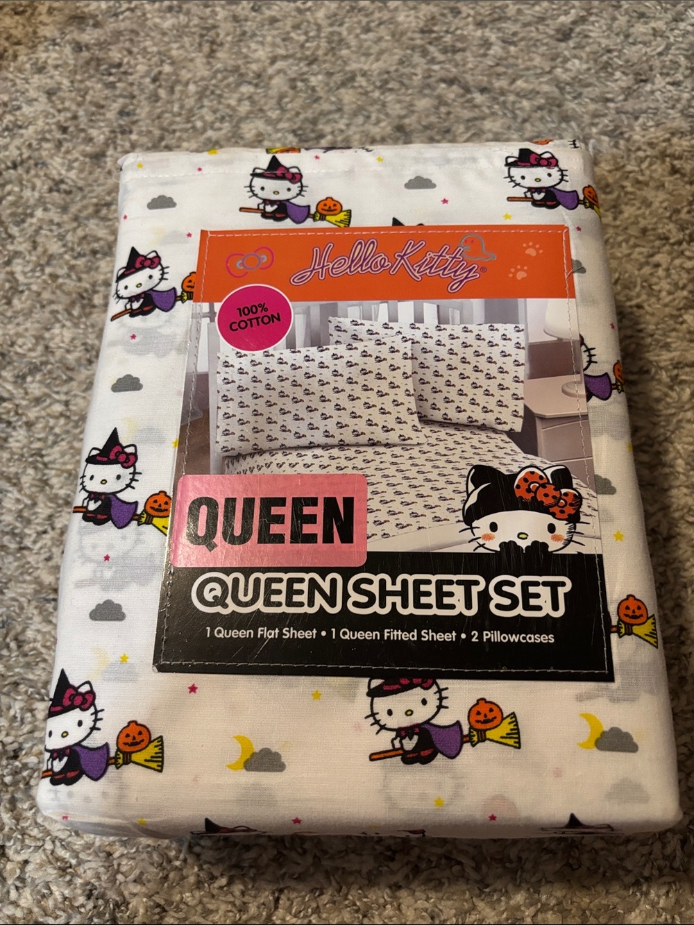 NWT Hello Kitty Witch Halloween Queen Sheet Set